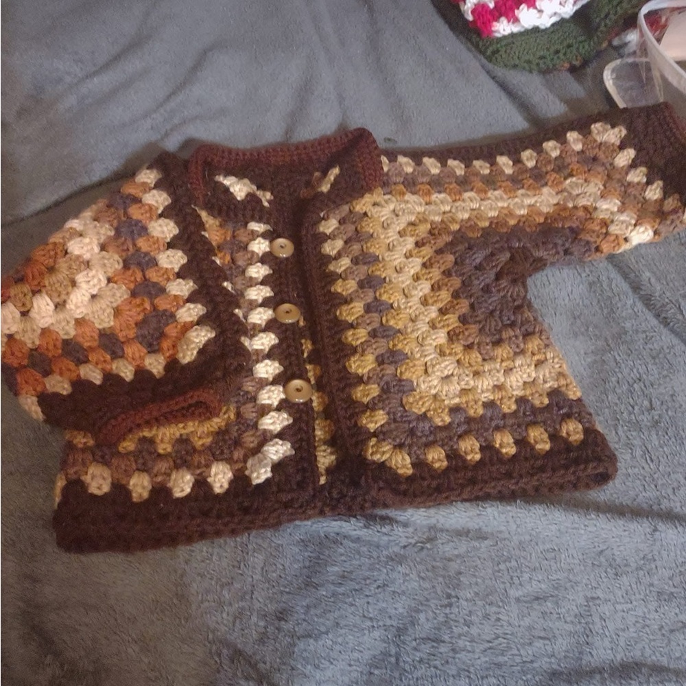 Handmade Crochet Kids Sweater in Earth Tones